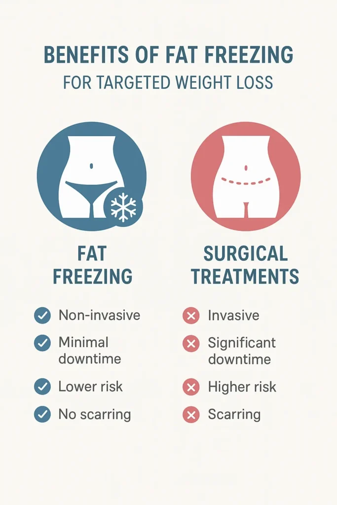 graphic showing the benefits of fat freezing Bow