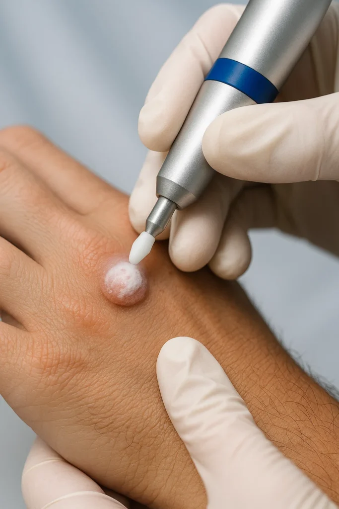 example of wart removal Bow using cryopen