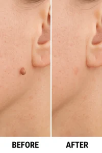 Skin tags removal Bow before and after